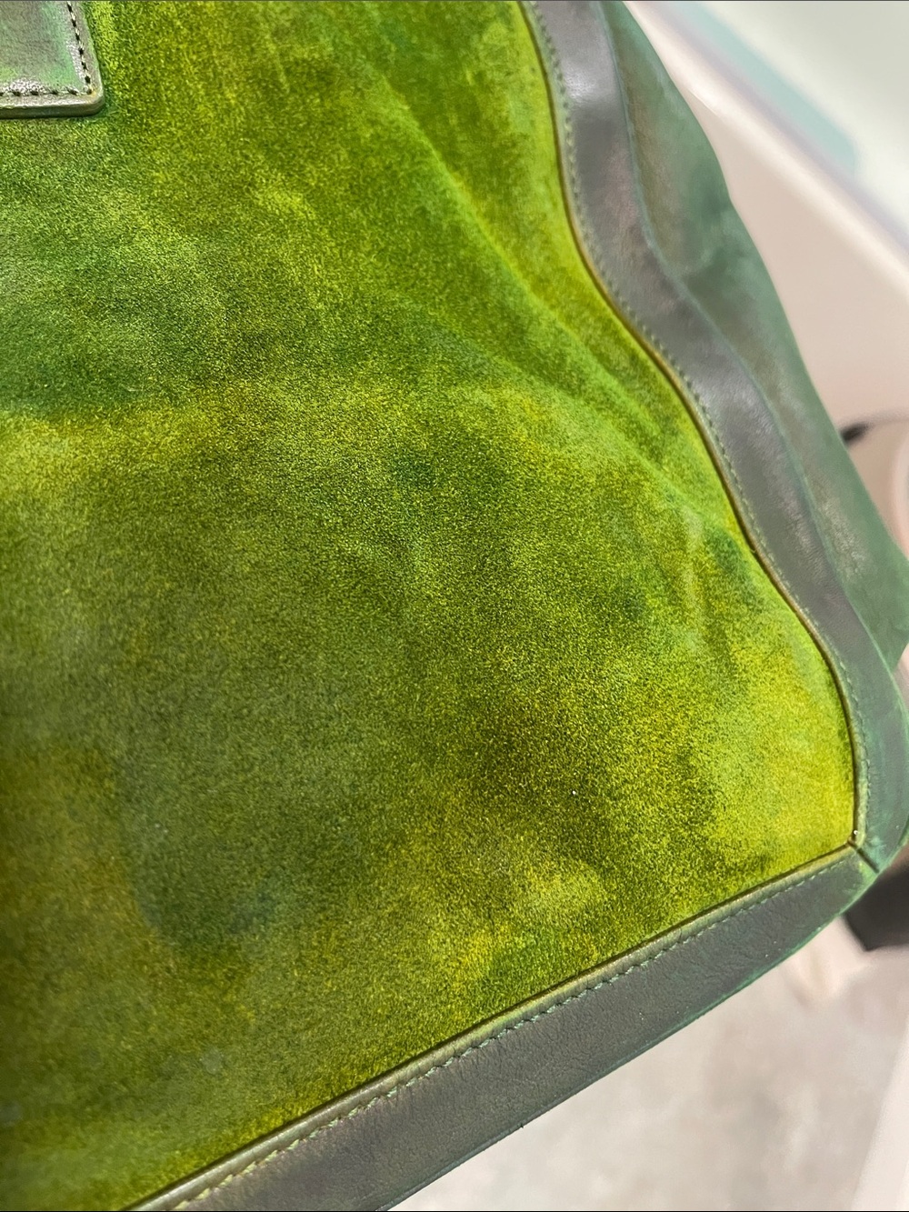 Coach Olive Green Suede Leather Trim Large Zip Tote Shoulder Bag - Picture 17 of 17